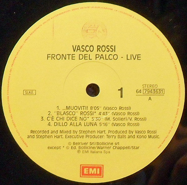 Vasco Rossi - Fronte Del Palco - Live | EMI (2-64 7943621) - 3 Vasco Rossi - Fronte Del Palco - Live | EMI (2-64 7943621) - 3