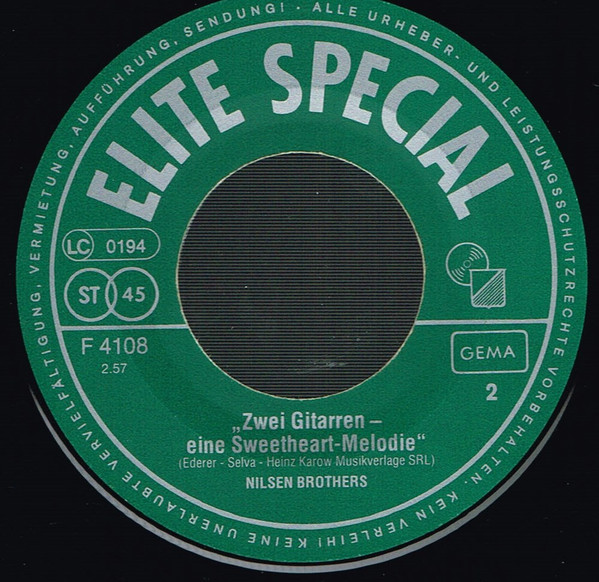 Die Nilsen Brothers - Aber Dich Gibt's Nur Einmal Für Mich / Zwei Gitarren - Eine Sweethart Melodie | Elite Special (F 4108) - 4