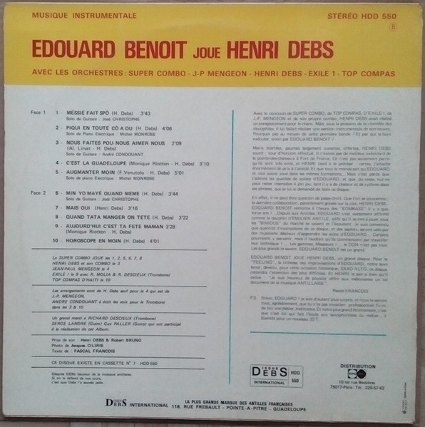Edouard Benoit - Joue Henri Debs | Disques Debs International (HDD 550) - 2 Edouard Benoit - Joue Henri Debs | Disques Debs International (HDD 550) - 2