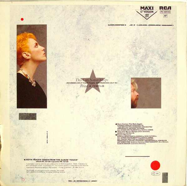 Eurythmics - Here Comes The Rain Again | RCA Victor (PC 68142) - 2