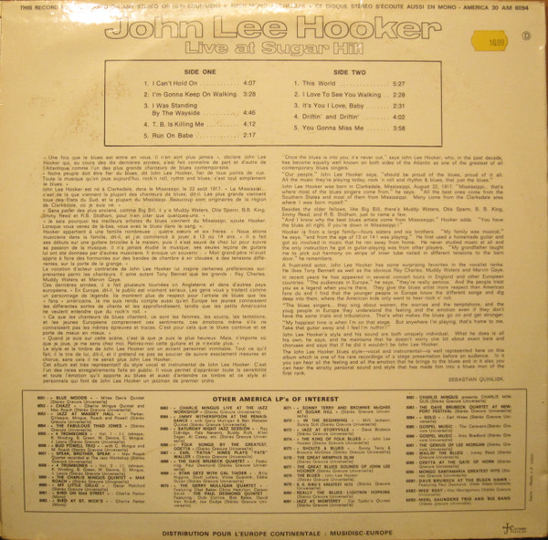 John Lee Hooker - Live At Sugar Hill | America Records (30 AM 6094) - 3 John Lee Hooker - Live At Sugar Hill | America Records (30 AM 6094) - 3