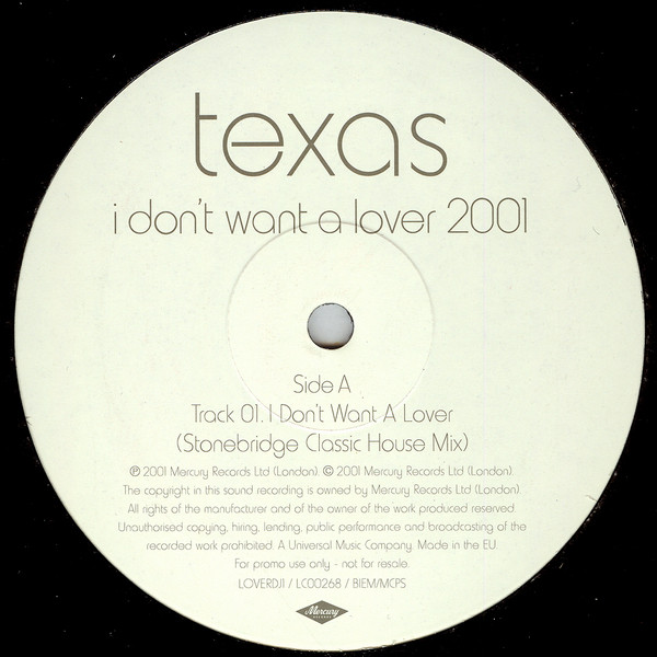 Texas - I Dont Want A Lover 2001 | Mercury (LOVERDJ1) - main