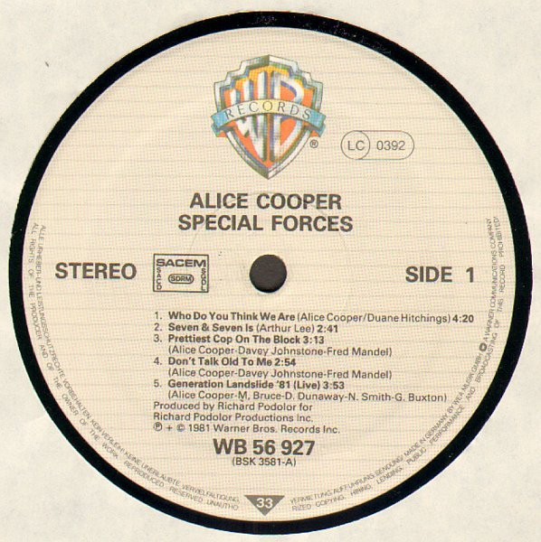 Alice Cooper - Special Forces | Warner Bros. Records (WB K 56 927) - 3 Alice Cooper - Special Forces | Warner Bros. Records (WB K 56 927) - 3