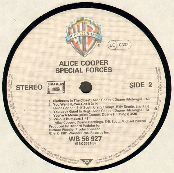Alice Cooper - Special Forces | Warner Bros. Records (WB K 56 927) - 4 Alice Cooper - Special Forces | Warner Bros. Records (WB K 56 927) - 4