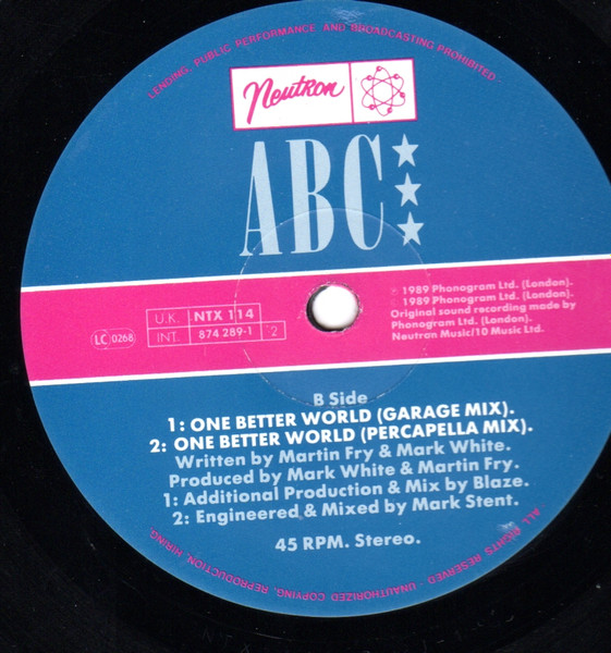 ABC - One Better World | Neutron Records (NTX 114) - 4