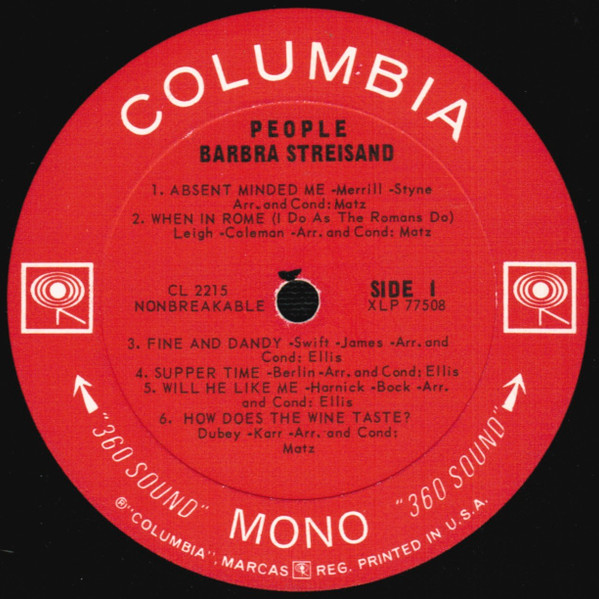 Barbra Streisand - People | Columbia (CL 2215) - 3 Barbra Streisand - People | Columbia (CL 2215) - 3