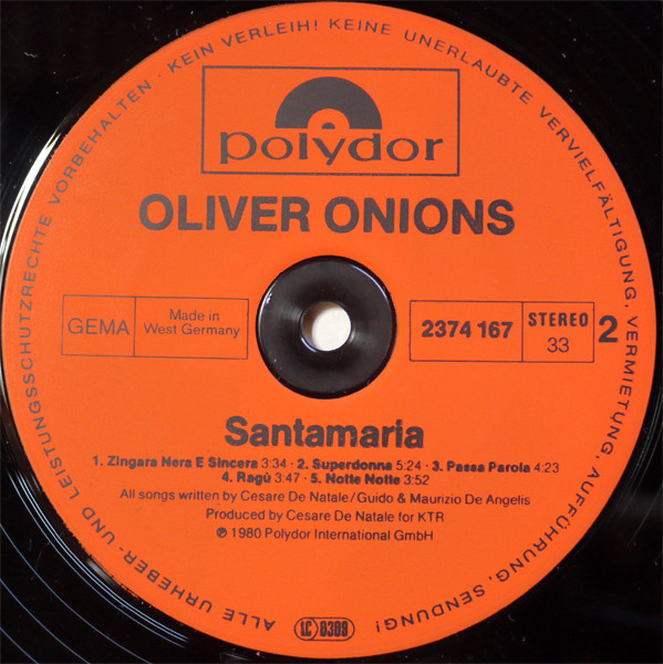 Oliver Onions - Santa Maria | Polydor (2374 167) - main