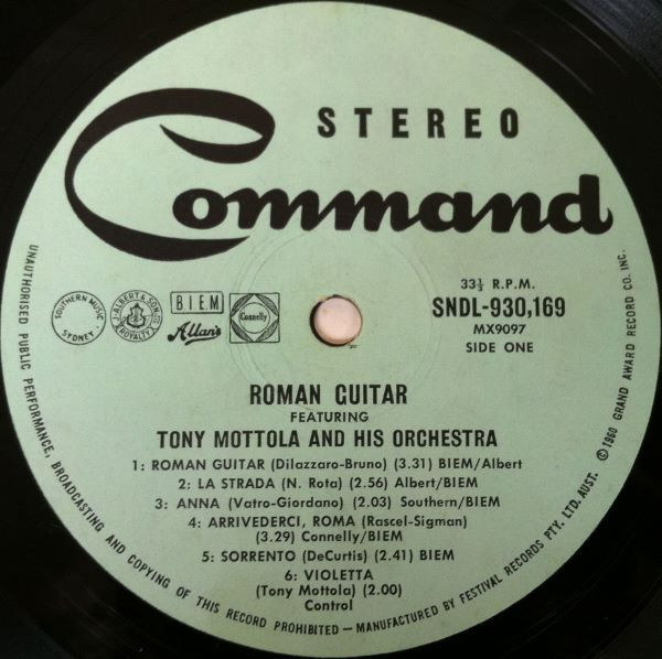 Tony Mottola And His Orchestra - Roman Guitar | Command (SNDL-930,169) - 3 Tony Mottola And His Orchestra - Roman Guitar | Command (SNDL-930,169) - 3