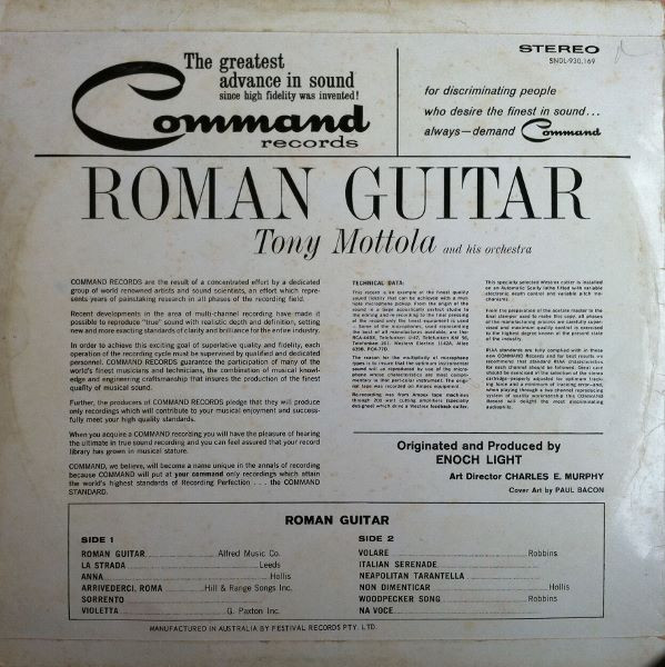 Tony Mottola And His Orchestra - Roman Guitar | Command (SNDL-930,169) - 2 Tony Mottola And His Orchestra - Roman Guitar | Command (SNDL-930,169) - 2