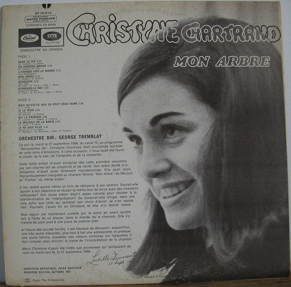 Christine Chartrand - Mon Arbre | Capitol Records (ST 70.014) - 2 Christine Chartrand - Mon Arbre | Capitol Records (ST 70.014) - 2