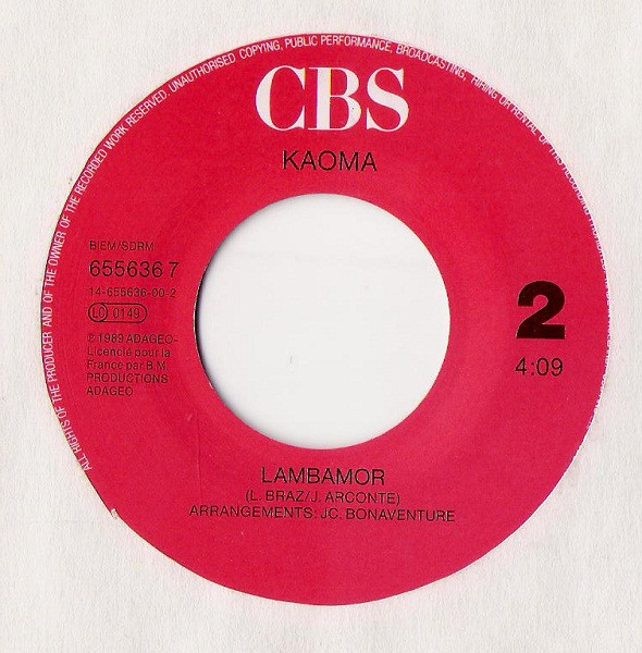 Kaoma - Mélodie D'amour | CBS (655636 7) - 2