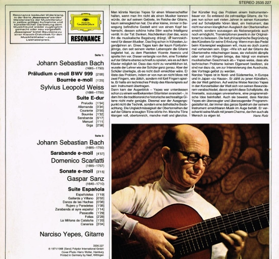 Narciso Yepes - Johann Sebastian Bach , Sylvius Leopold Weiss , Domenico Scarlatti , Gaspar Sanz - Barock Musik | Deutsche Grammophon (2535 227) - 2 Narciso Yepes - Johann Sebastian Bach , Sylvius Leopold Weiss , Domenico Scarlatti , Gaspar Sanz - Barock Musik | Deutsche Grammophon (2535 227) - 2