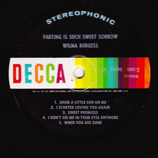 Wilma Burgess - Parting Is Such Sweet Sorrow | Decca (DL 75090) - 4