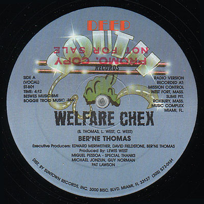 Ber'ne Thomas - Welfare Chex | Deep South Records (ST-801) - 3