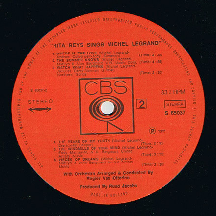 Rita Reys - Rita Reys Sings Michel Legrand | CBS (S 65037) - 3 Rita Reys - Rita Reys Sings Michel Legrand | CBS (S 65037) - 3