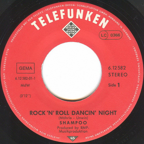 Shampoo - Rock 'N' Roll Dancin' Night | Telefunken (6.12 582) - 2