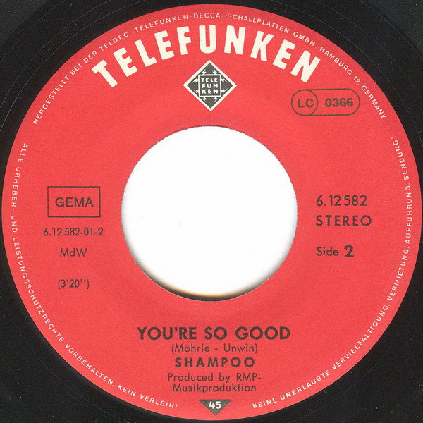 Shampoo - Rock 'N' Roll Dancin' Night | Telefunken (6.12 582) - 3