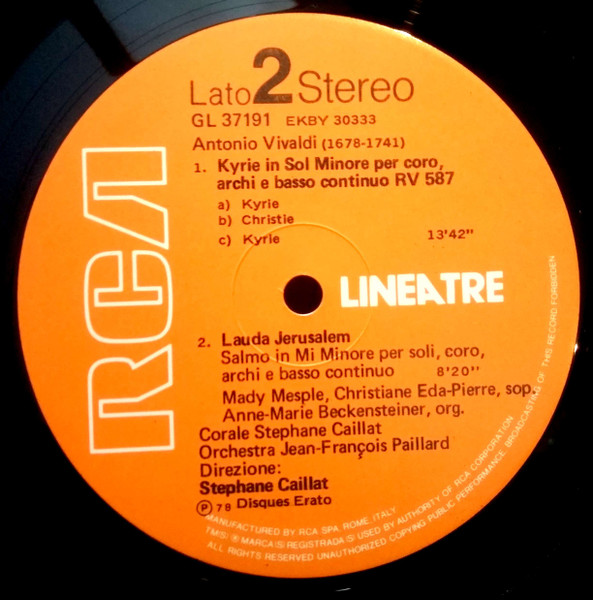 Antonio Vivaldi , Stéphane Caillat , Ensemble Vocal Stéphane Caillat , Orchestre De Chambre Jean-François Paillard - Gloria/Kyrie/Lauda Jerusalem | RCA (GL 37191) - 4 Antonio Vivaldi , Stéphane Caillat , Ensemble Vocal Stéphane Caillat , Orchestre De Chambre Jean-François Paillard - Gloria/Kyrie/Lauda Jerusalem | RCA (GL 37191) - 4