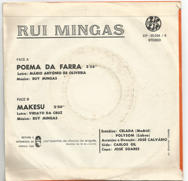 Ruy Mingas - Poema Da Farra / Makesu | Zip Zip (Zip 30036/S-CD) - 2