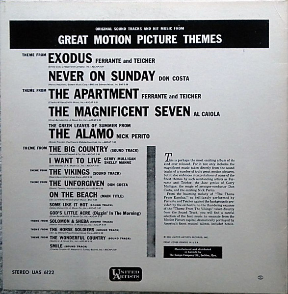Various - Great Motion Picture Themes | United Artists Records (UAS 6122) - 2 Various - Great Motion Picture Themes | United Artists Records (UAS 6122) - 2