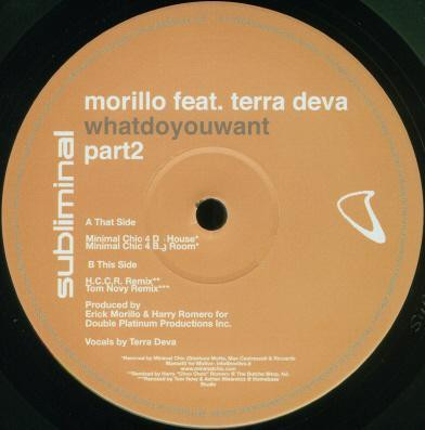 Erick Morillo Feat. Terra Deva - What Do You Want (Part 2) | Subliminal (SUB 138R) - main Erick Morillo Feat. Terra Deva - What Do You Want (Part 2) | Subliminal (SUB 138R) - main