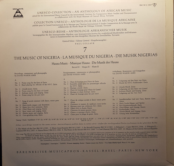 Hausa - Nigeria-Hausa Music II - The Music Of Nigeria | Bärenreiter-Musicaphon (BM 30 L 2307) - main