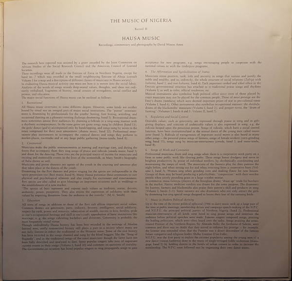 Hausa - Nigeria-Hausa Music II - The Music Of Nigeria | Bärenreiter-Musicaphon (BM 30 L 2307) - 2
