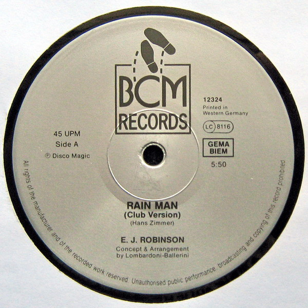 E.J. Robinson - (Theme From) Rainman (Soundtrack Dance Version) | BCM Records (12324) - 3