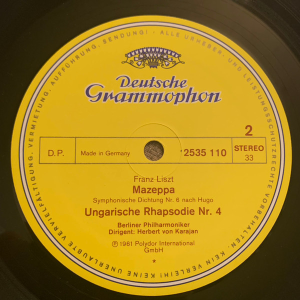 Franz Liszt - Berliner Philharmoniker , Herbert von Karajan - Mazeppa - Les Preludes - Ungarische Rhapsodien Nr.2 & 4 | Deutsche Grammophon (2535 110) - 4