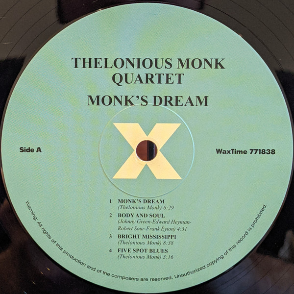 The Thelonious Monk Quartet - Monk's Dream | WaxTime (771838) - 2 The Thelonious Monk Quartet - Monk's Dream | WaxTime (771838) - 2