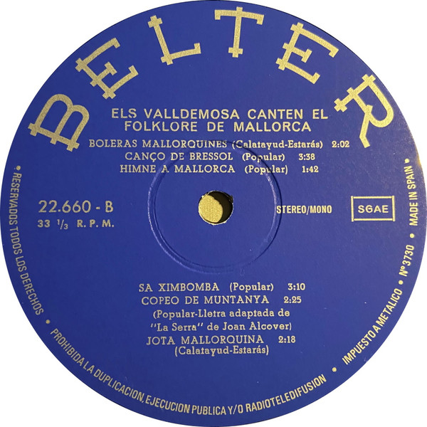 Los Valldemosa - Canten El Folklore De Mallorca | Belter (22.660) - 4 Los Valldemosa - Canten El Folklore De Mallorca | Belter (22.660) - 4