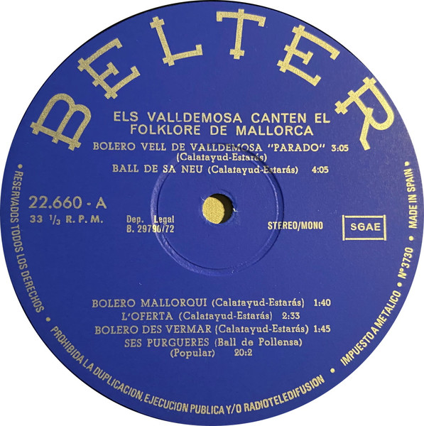 Los Valldemosa - Canten El Folklore De Mallorca | Belter (22.660) - 3 Los Valldemosa - Canten El Folklore De Mallorca | Belter (22.660) - 3