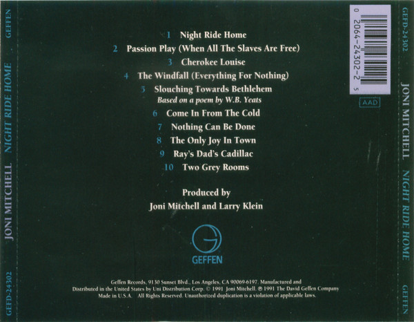 Joni Mitchell - Night Ride Home | Geffen Records (GEFD-24302) - 2