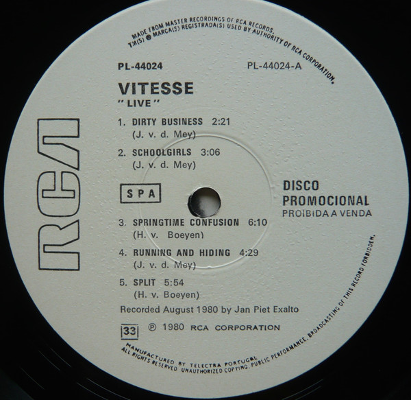 Vitesse - Live | RCA (PL-44024) - 3
