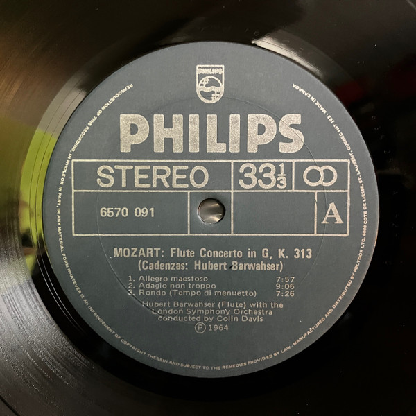 Wolfgang Amadeus Mozart , Hubert Barwahser , London Symphony Orchestra , Sir Colin Davis - The Flute Concertos | Philips (6570 091) - 3