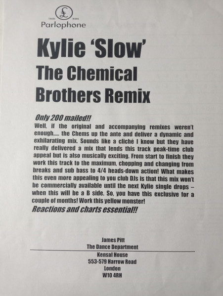 Kylie Minogue - Slow (The Chemical Brothers Remix) | Parlophone (12MINDJY 006) - 2 Kylie Minogue - Slow (The Chemical Brothers Remix) | Parlophone (12MINDJY 006) - 2