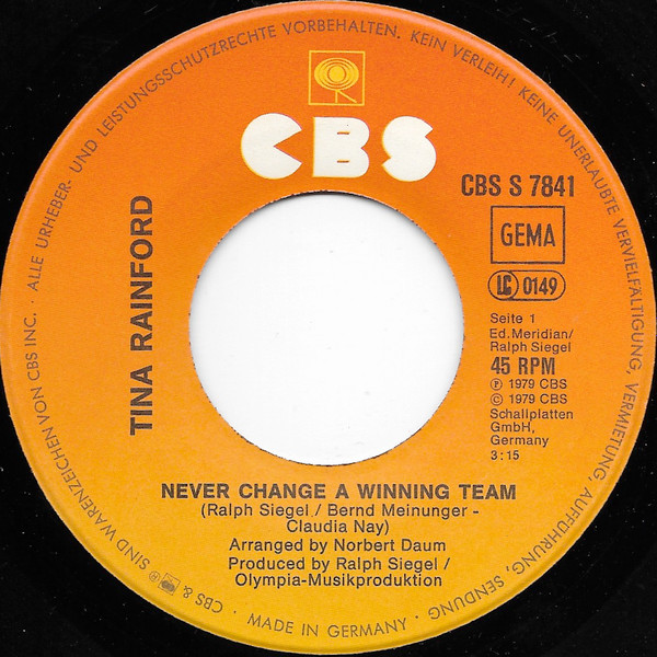Tina Rainford - Never Change A Winning Team | CBS (CBS S 7841) - 3