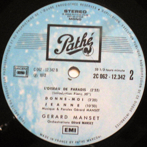 Gérard Manset - Manset | Pathé (2 C 062-12342) - 4 Gérard Manset - Manset | Pathé (2 C 062-12342) - 4