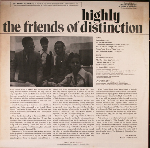 The Friends Of Distinction - Highly Distinct | RCA Victor (LSP-4212) - 2 The Friends Of Distinction - Highly Distinct | RCA Victor (LSP-4212) - 2