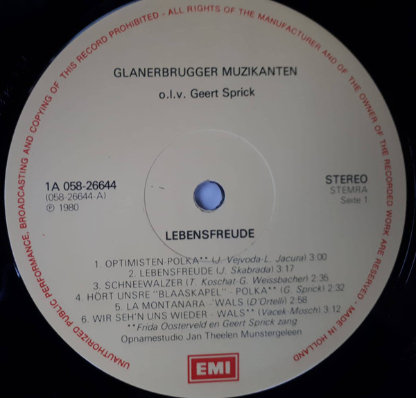 De Glanerbrugger Muzikanten o.l.v. Geert Sprick - Lebensfreude | EMI (1A 058-26644) - 3 De Glanerbrugger Muzikanten o.l.v. Geert Sprick - Lebensfreude | EMI (1A 058-26644) - 3