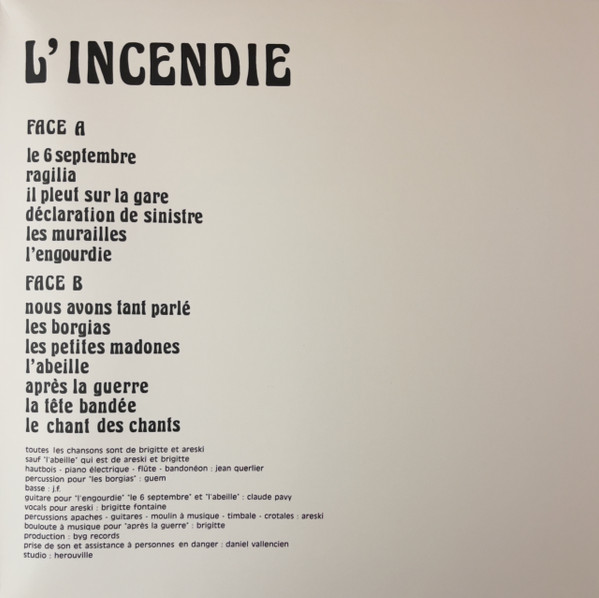Areski - Brigitte Fontaine - L'Incendie | BYG Records (BYG 529.026) - 3 Areski - Brigitte Fontaine - L'Incendie | BYG Records (BYG 529.026) - 3