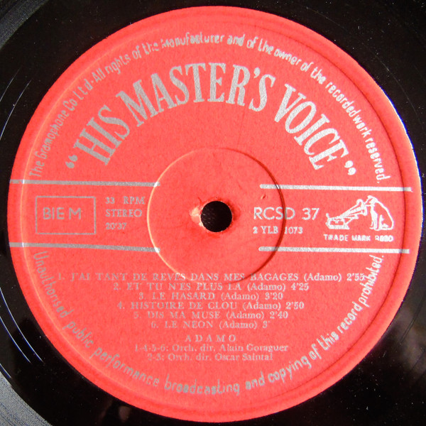 Adamo - Adamo | His Master's Voice (RCSD 37) - 4