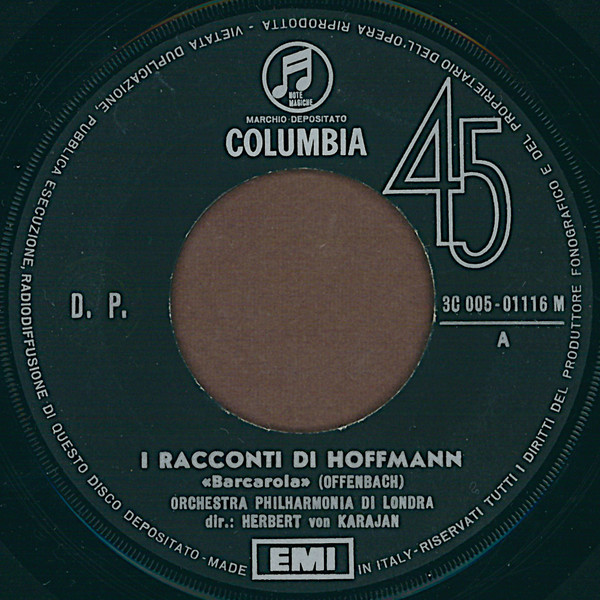 Jacques Offenbach , Jules Massenet , Philharmonia Orchestra , Herbert von Karajan - I Racconti Di Hoffmann "Barcarola" / Thais - Meditazione | Columbia (3C 005-01116 M) - main
