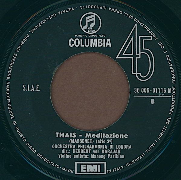 Jacques Offenbach , Jules Massenet , Philharmonia Orchestra , Herbert von Karajan - I Racconti Di Hoffmann "Barcarola" / Thais - Meditazione | Columbia (3C 005-01116 M) - 2