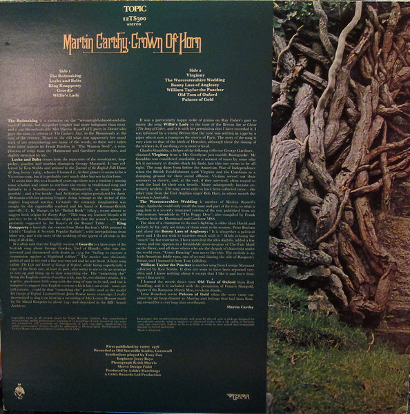 Martin Carthy - Crown Of Horn | Topic Records (12TS300) - 2