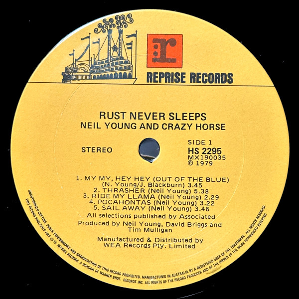 Neil Young & Crazy Horse - Rust Never Sleeps | Reprise Records (HS 2295) - 3 Neil Young & Crazy Horse - Rust Never Sleeps | Reprise Records (HS 2295) - 3