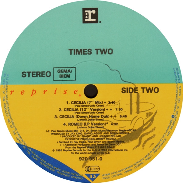 Times Two - Cecilia | Reprise Records (920 951-0) - 4 Times Two - Cecilia | Reprise Records (920 951-0) - 4