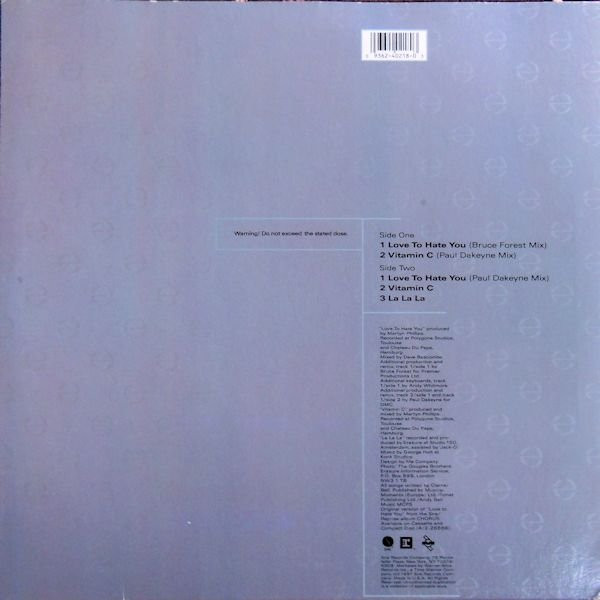 Erasure - Love To Hate You | Sire (0-40218) - 2 Erasure - Love To Hate You | Sire (0-40218) - 2