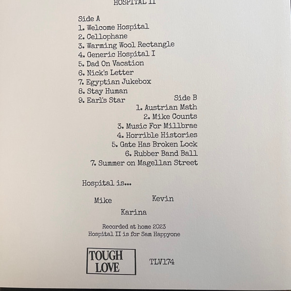 Hospital - Hospital II | Tough Love Records (TLV174) - 2