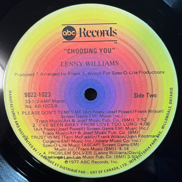 Lenny Williams - Choosing You | ABC Records (9022-1023) - main Lenny Williams - Choosing You | ABC Records (9022-1023) - main